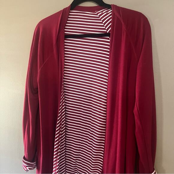 Market Spruce Women's Bold Red Reversible Waterfall Open Front Cardigan, Medium - Picture 5 of 8